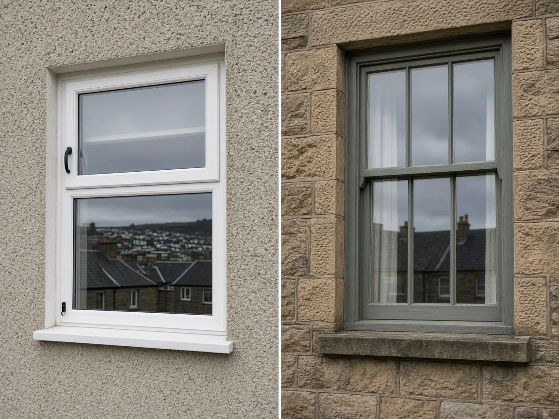 Window frame detail on a Fife house exterior in Kirkcaldy, Fife